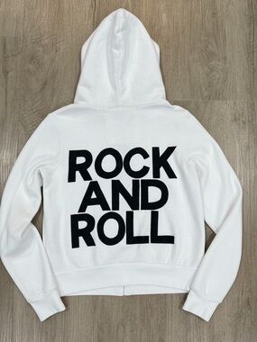 RARE AVIATOR NATION White 'Rock and Roll' Hoodie